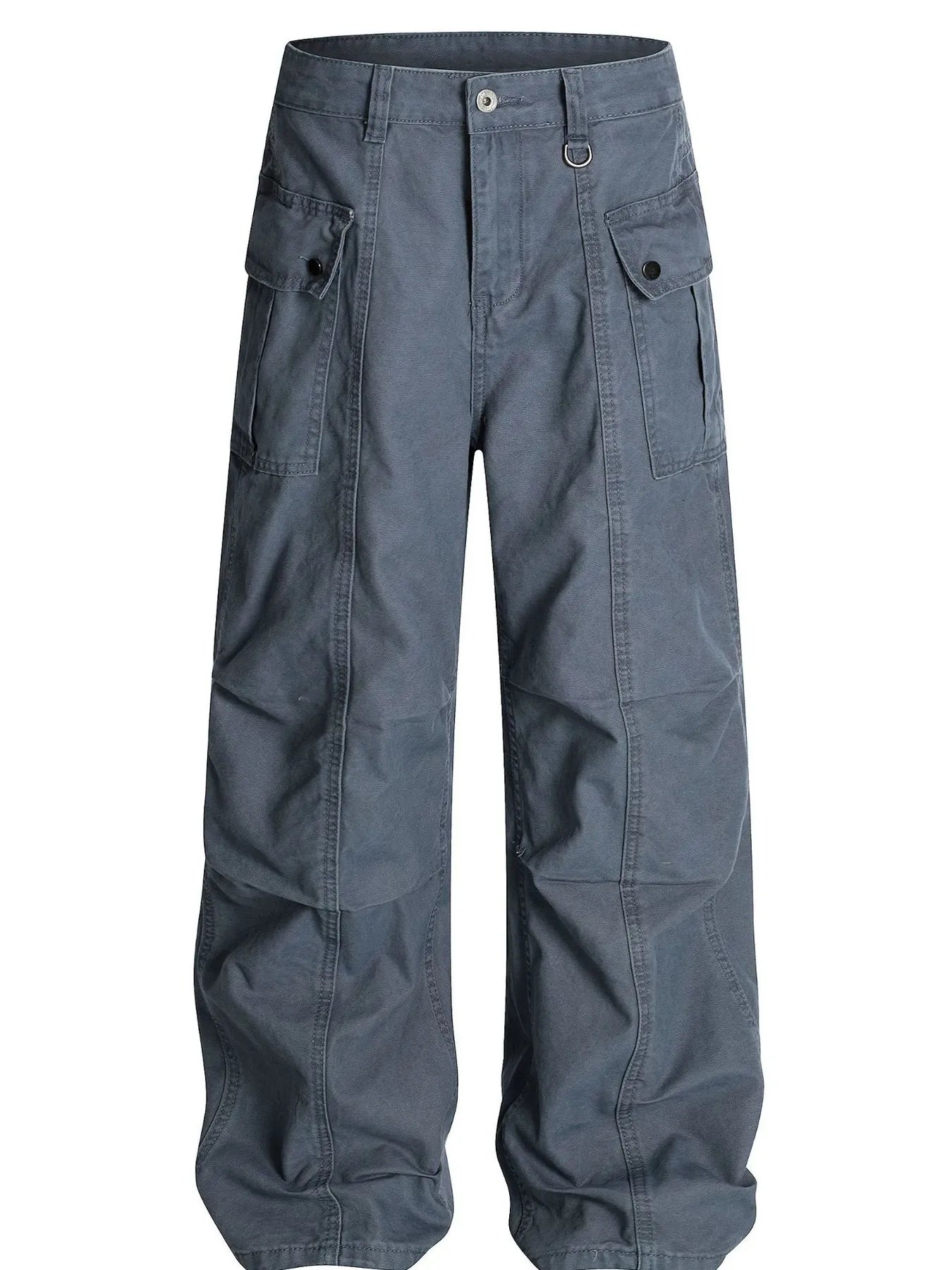 Men's Straight Cargo Jeans with Ruched Detail