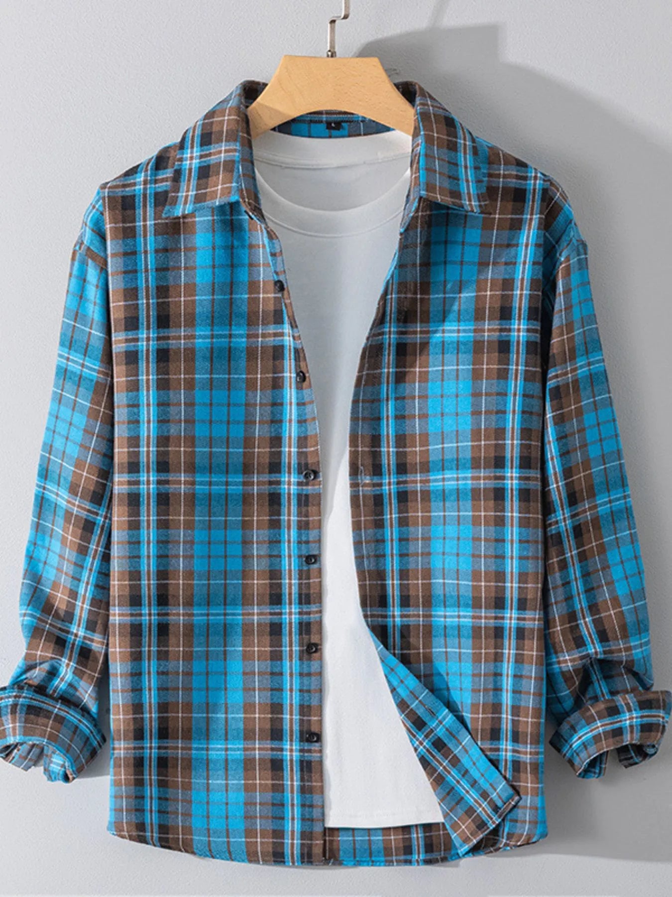 Men's Plus Size Button Up Long Sleeve Shirt