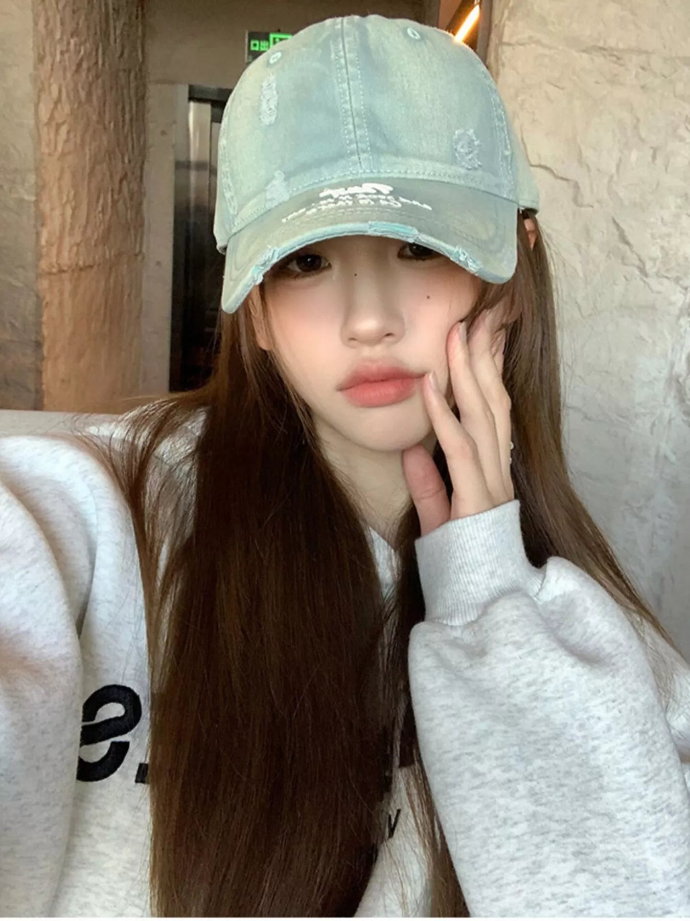 Distressed Embroidered Baseball Cap