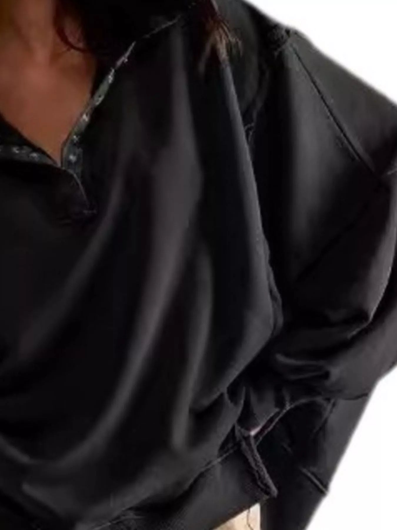 Snap-Button Dropped Shoulder Sweatshirt