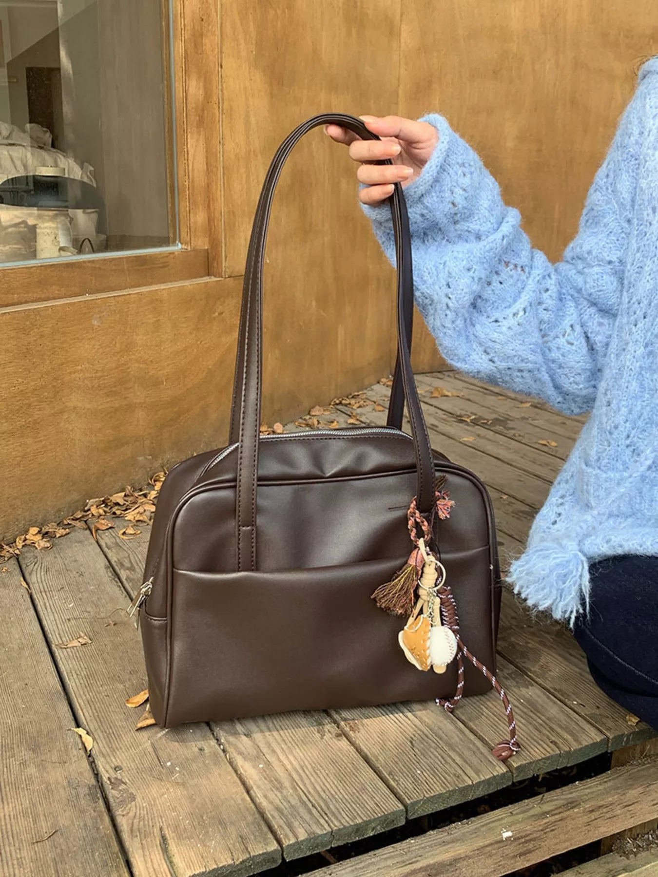 Classic Style Faux Leather Tote Bag