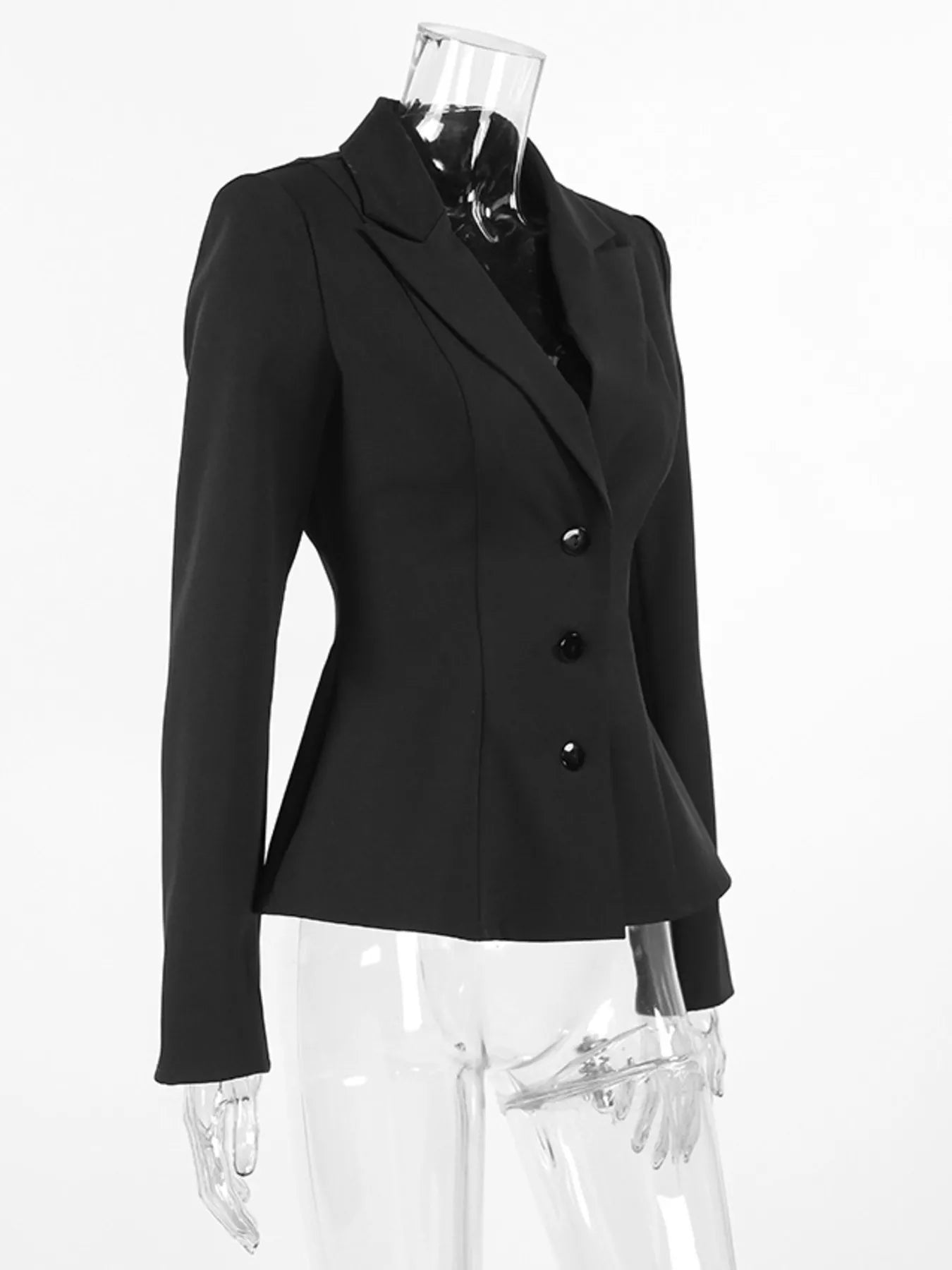 Lapel Collar Button Up Blazer