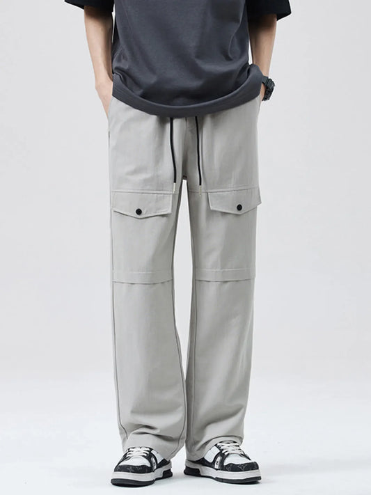 Men's Full Size Drawstring Wide Leg Cargo Pants Plus Size