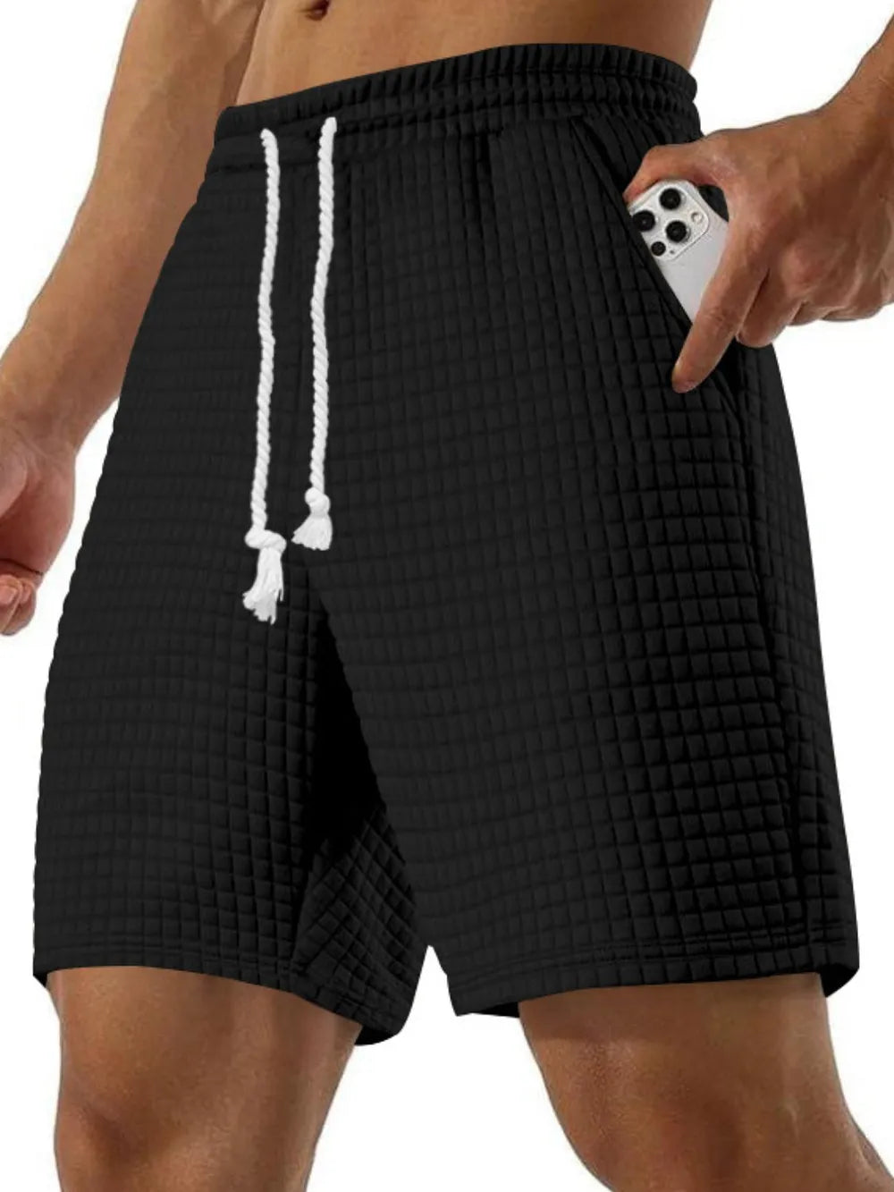 Men's Full Size Drawstring Textured Shorts Plus Size