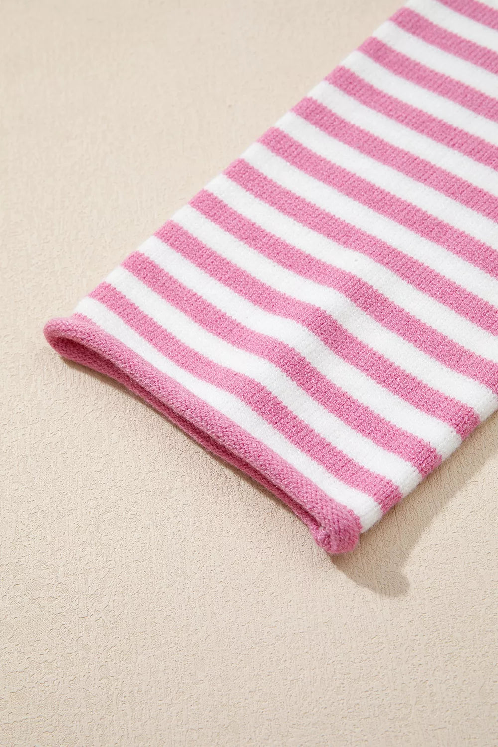 Striped Button Placket Drop Shoulder Long Sleeve Sweater