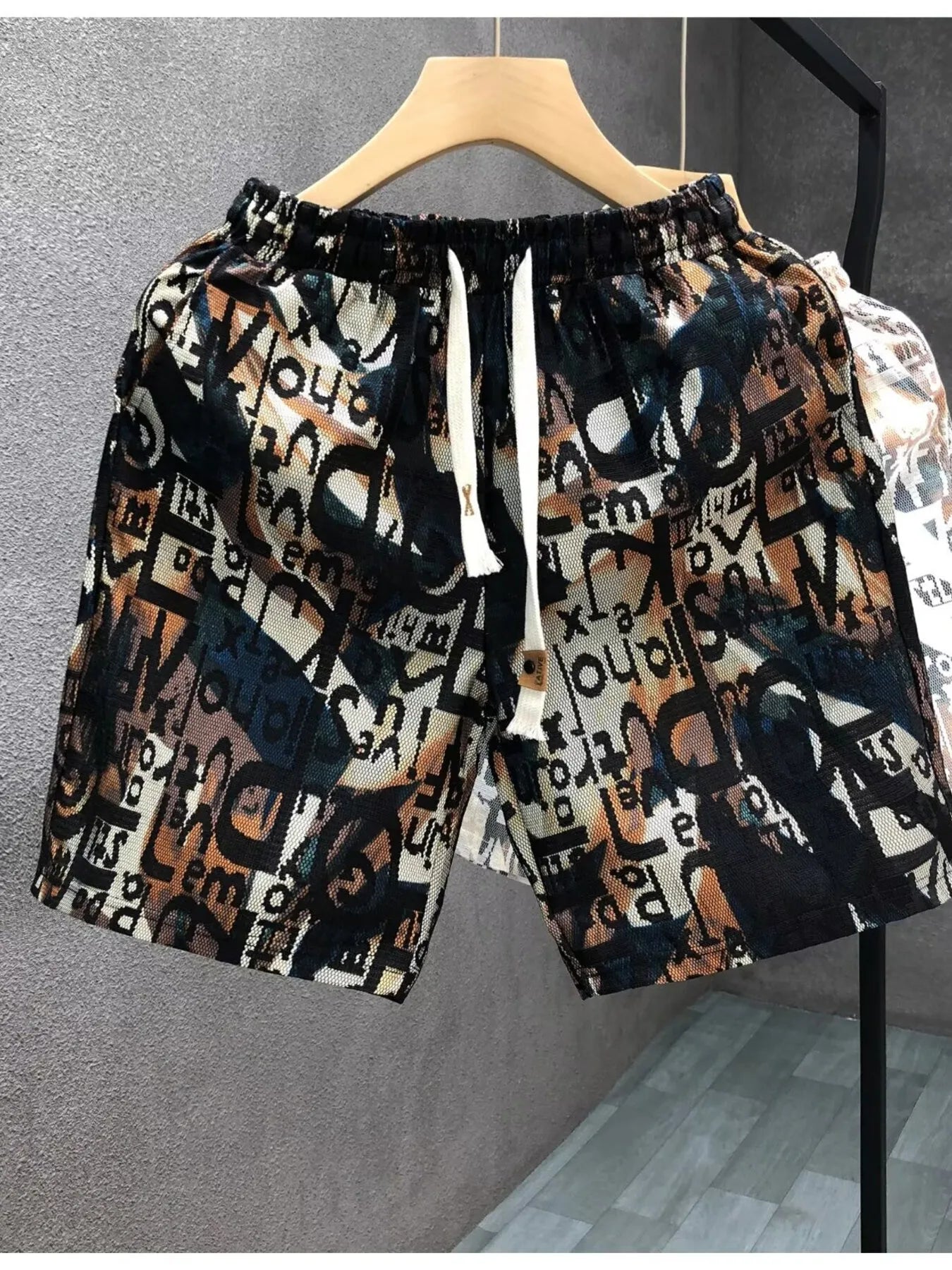 Men's Plus Size Printed Drawstring Shorts