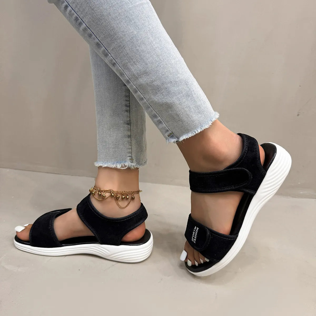 Velcro Strap Open Toe Sandals