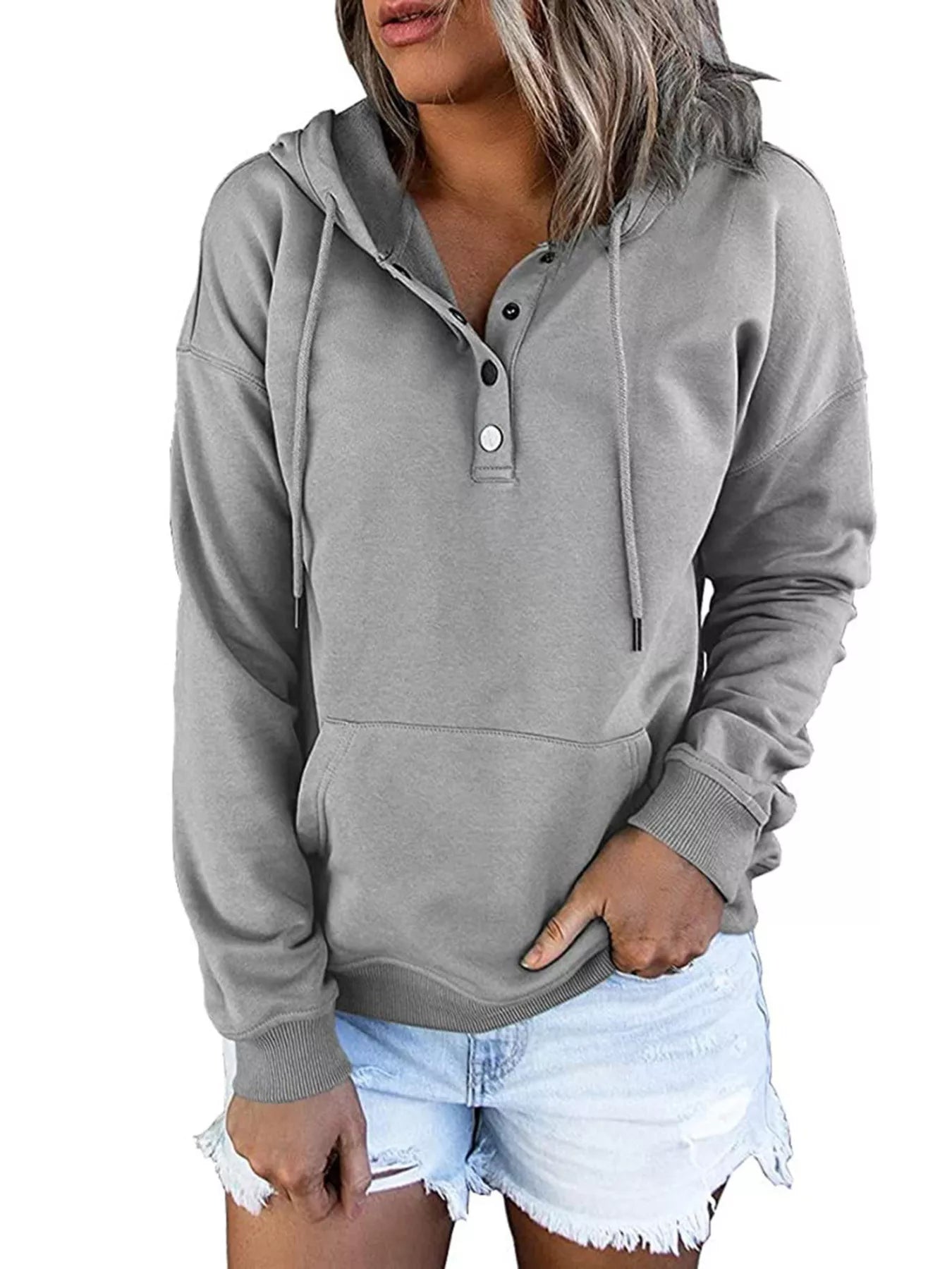 Full Size Kangaroo Pocket Drawstring Long Sleeve Hoodie Plus Size