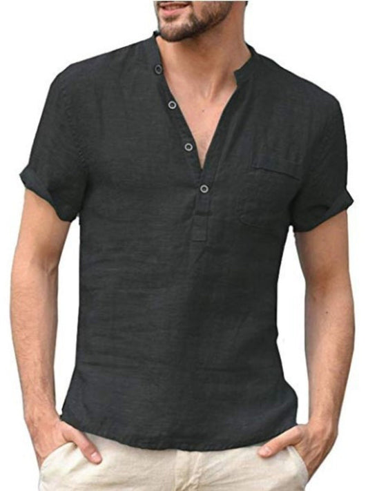 Men's Full Size Casual Solid Color Button Detail Shirt Plus Size