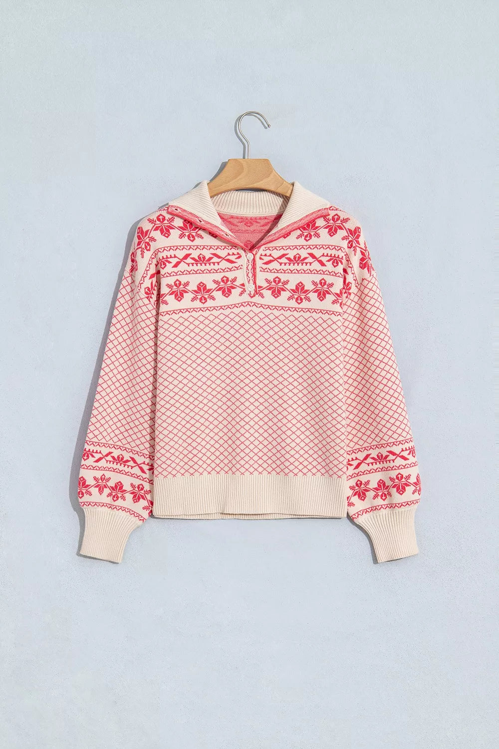 Quarter Button Dropped Shoulder Sweater