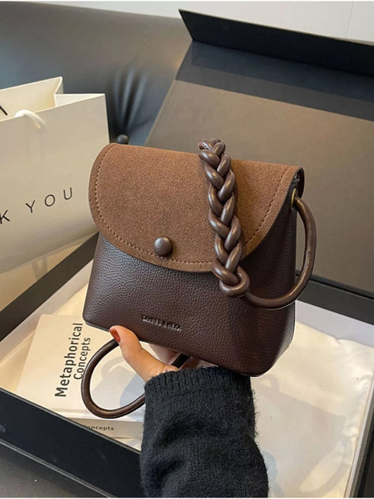 Braided Handle Flap Crossbody Bag