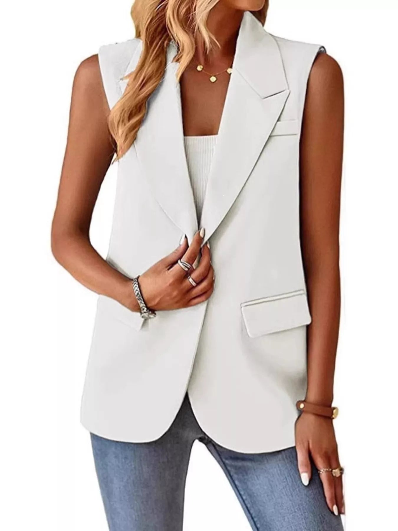 One Button Blazer Vest