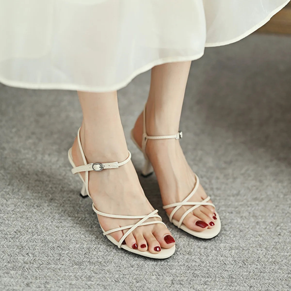 Strappy Ankle Buckle Sandals