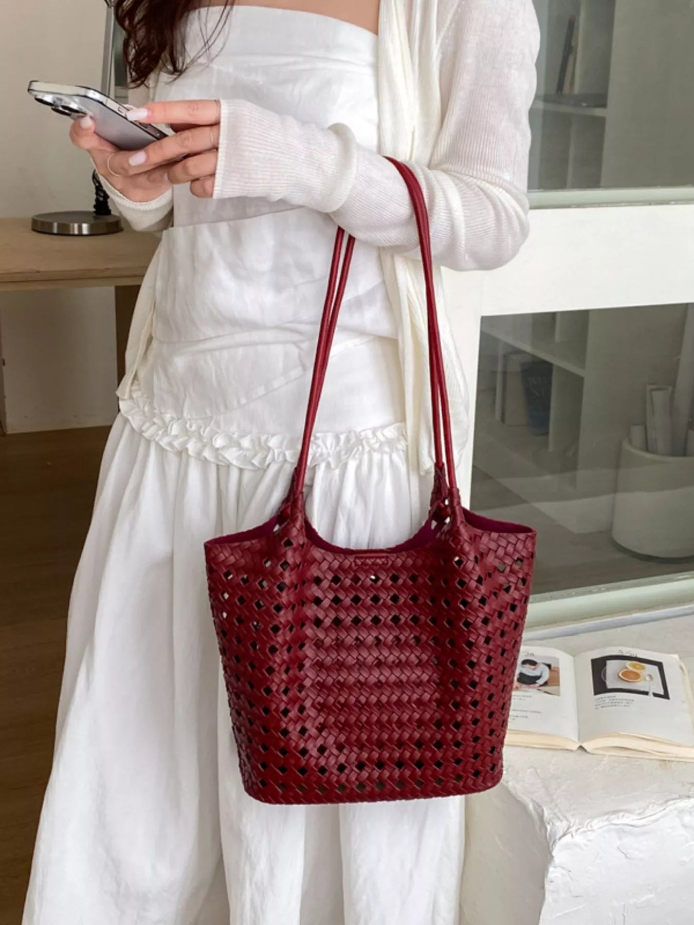 Woven Leather Shoulder Bag