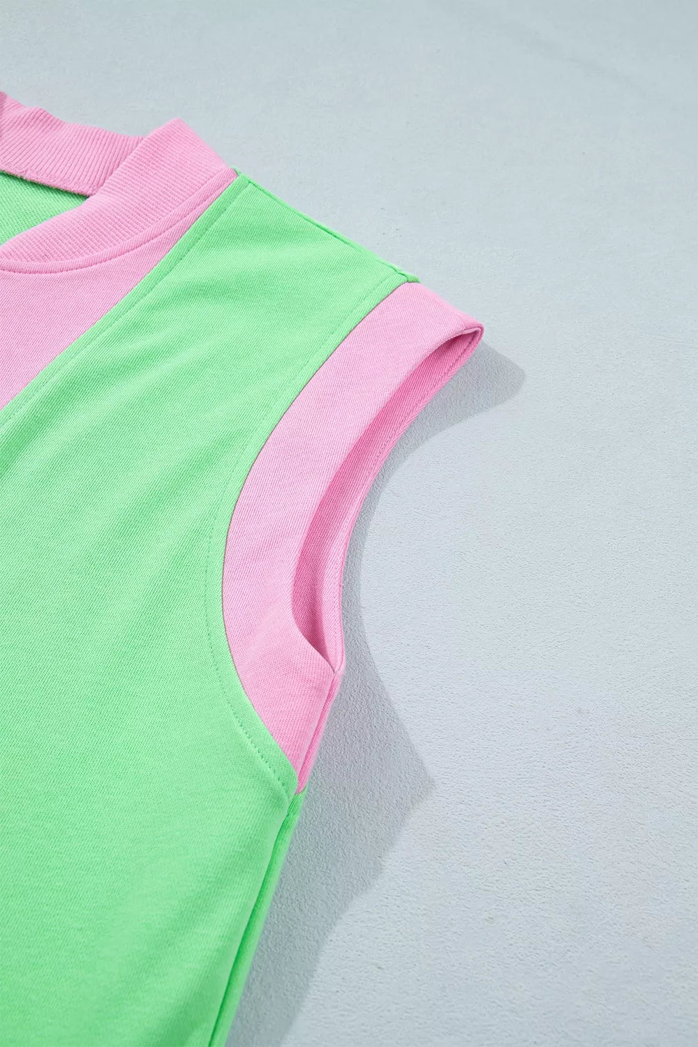 Color Block Accent Half Zip Top Athleisure Shorts Set