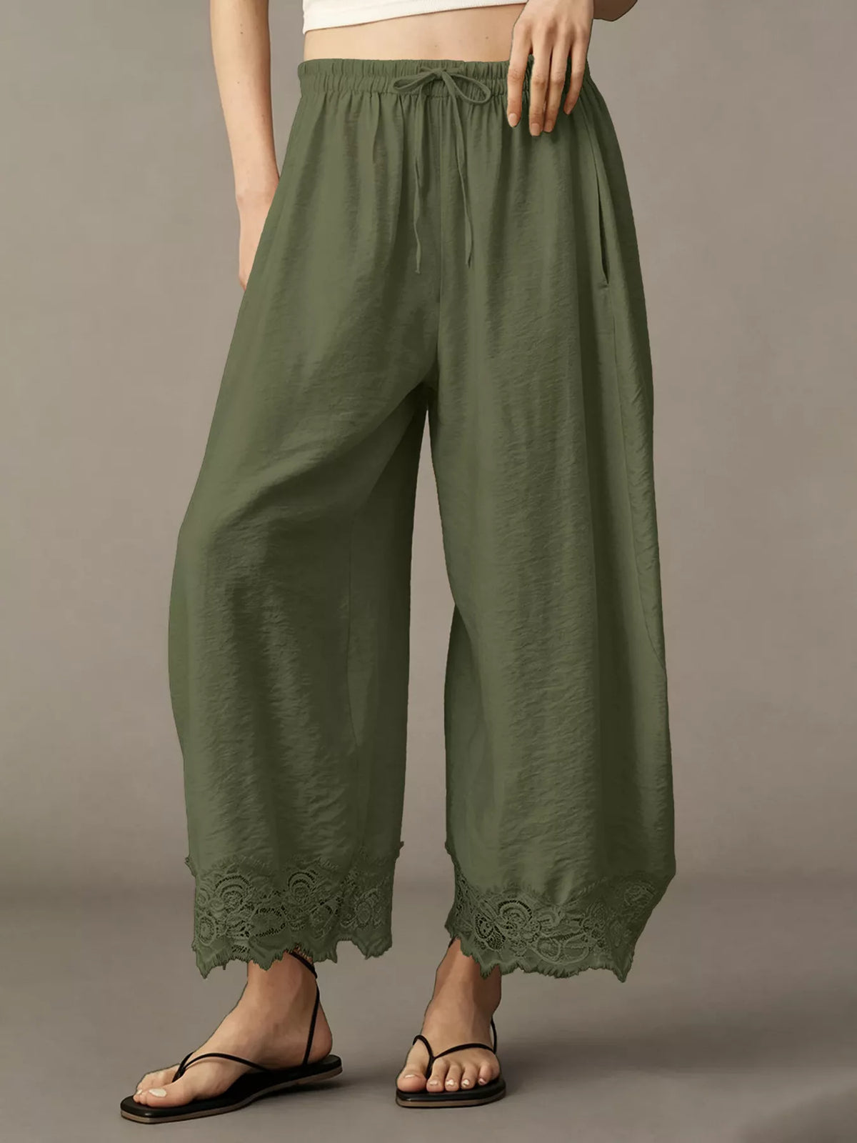 Drawstring Wide Leg Pants