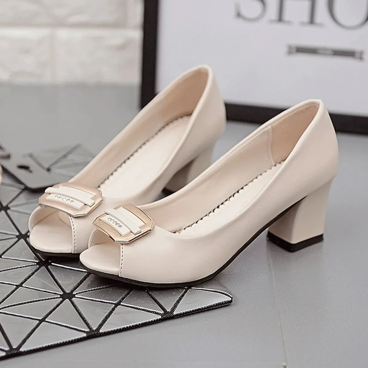 Peep Toe Block Heels Sandals