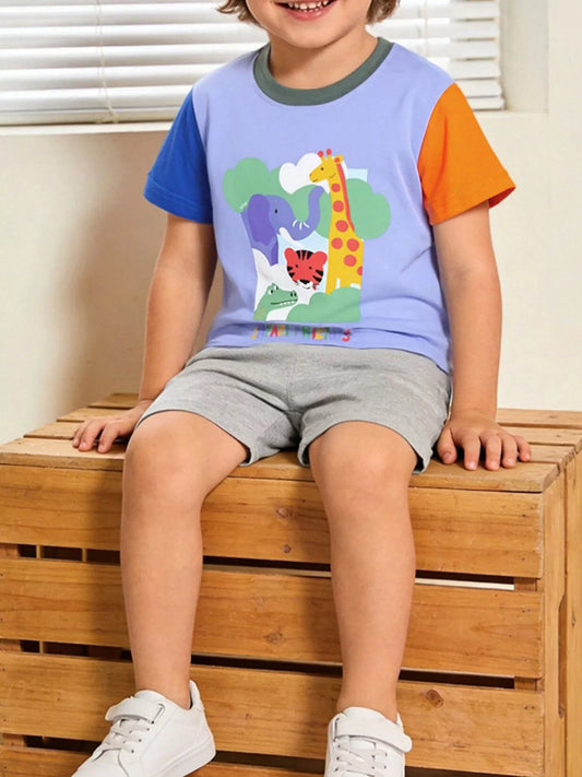 Children's Animal Graphic Short Sleeve T-Shirt