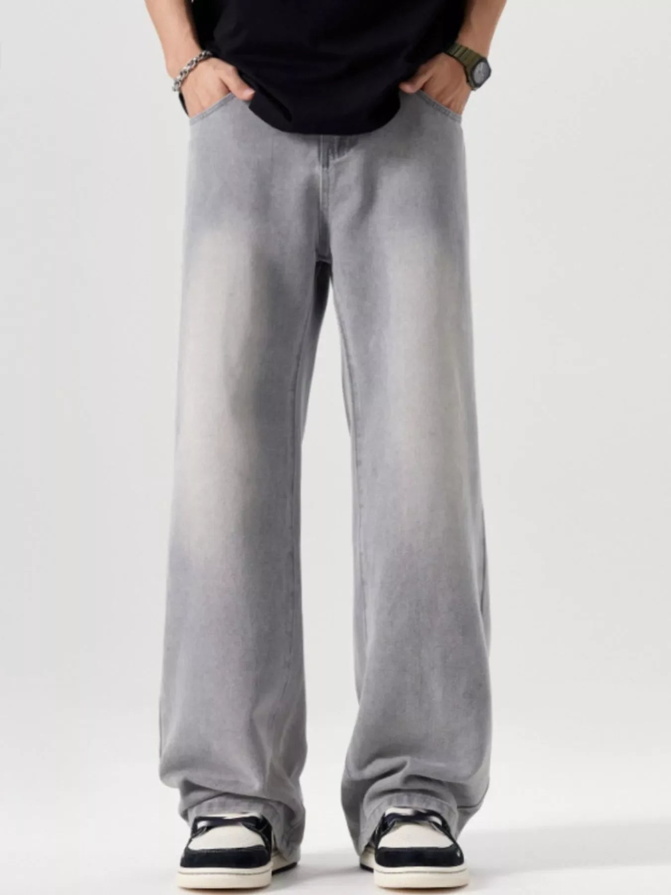 Men's Vintage Wash Wide Leg Jeans