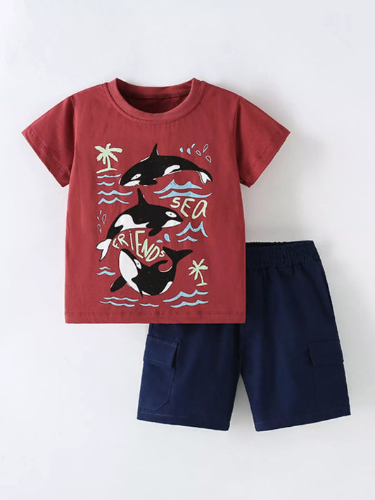 Children's Ocean Friends Graphic Tee & Cargo Shorts Set