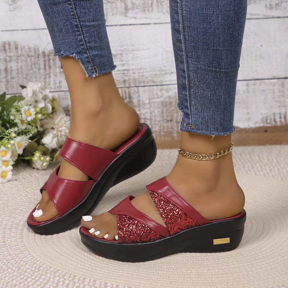 Open Toe Platform Wedge Sandals