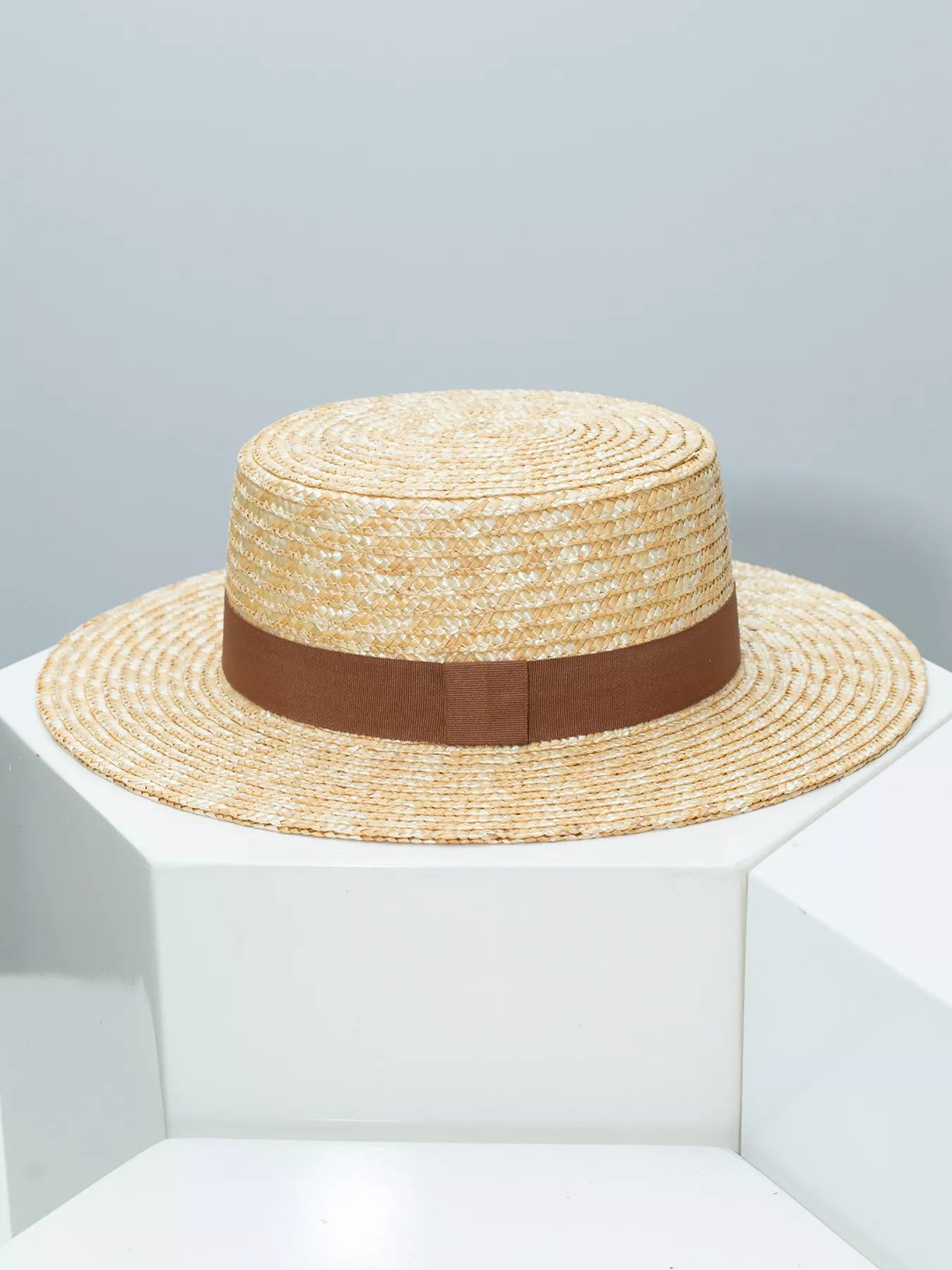 Straw Boater Hat with Ribbon