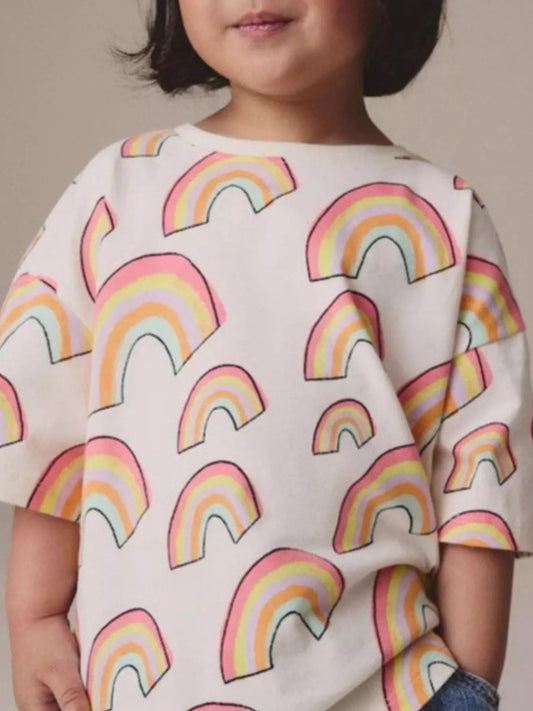 Children's Rainbow Print Crew Neck T-Shirt