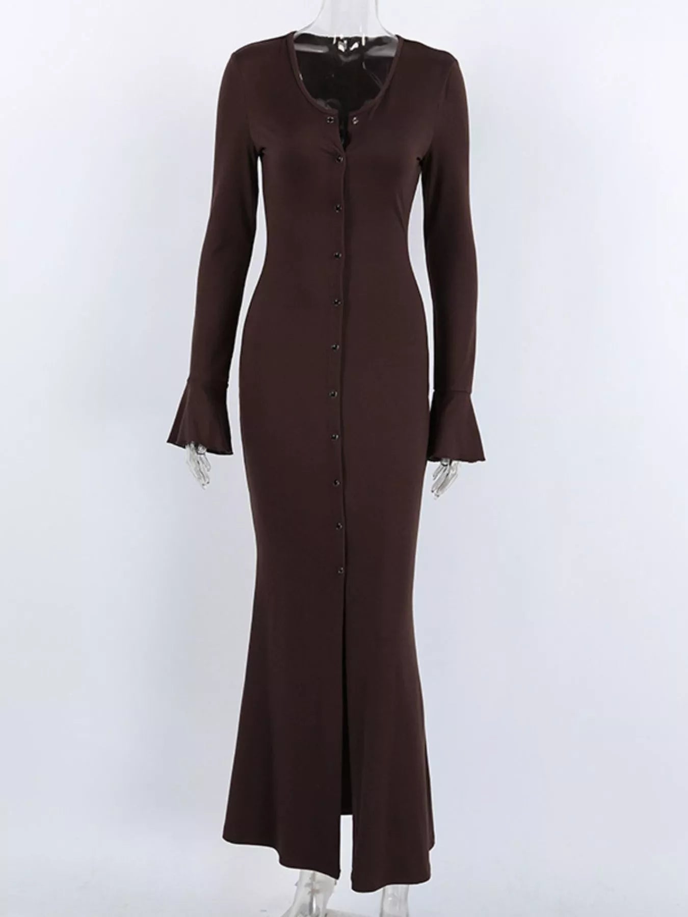 Button-Down Bodycon Maxi Dress