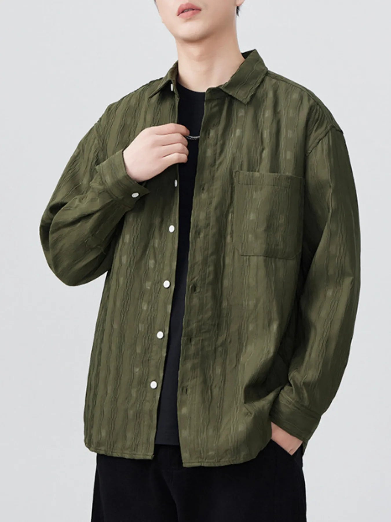 Men's Plus Size Button Up Long Sleeve Shirt