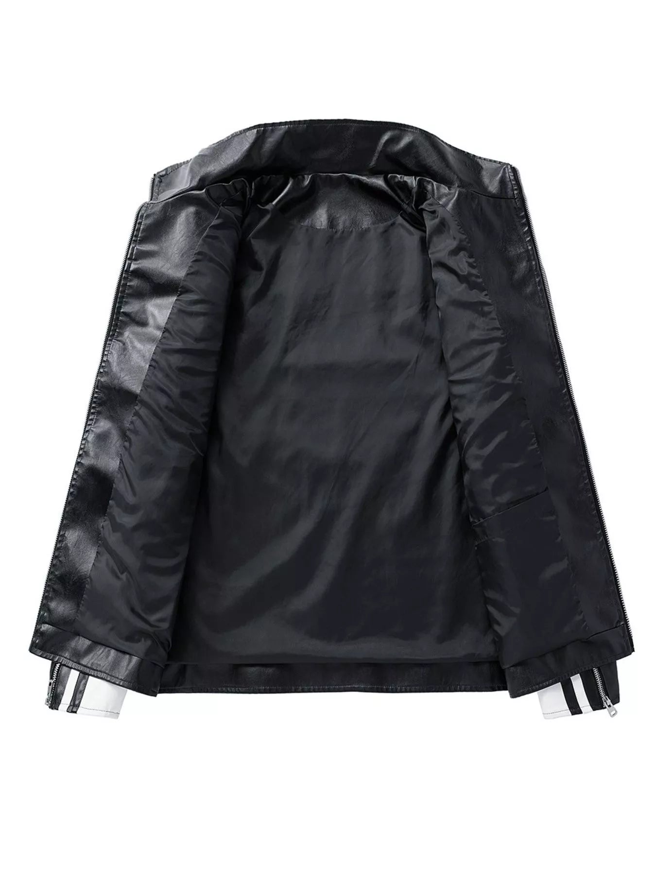 Men's Plus Size Zip Up Long Sleeve Leather Jacket