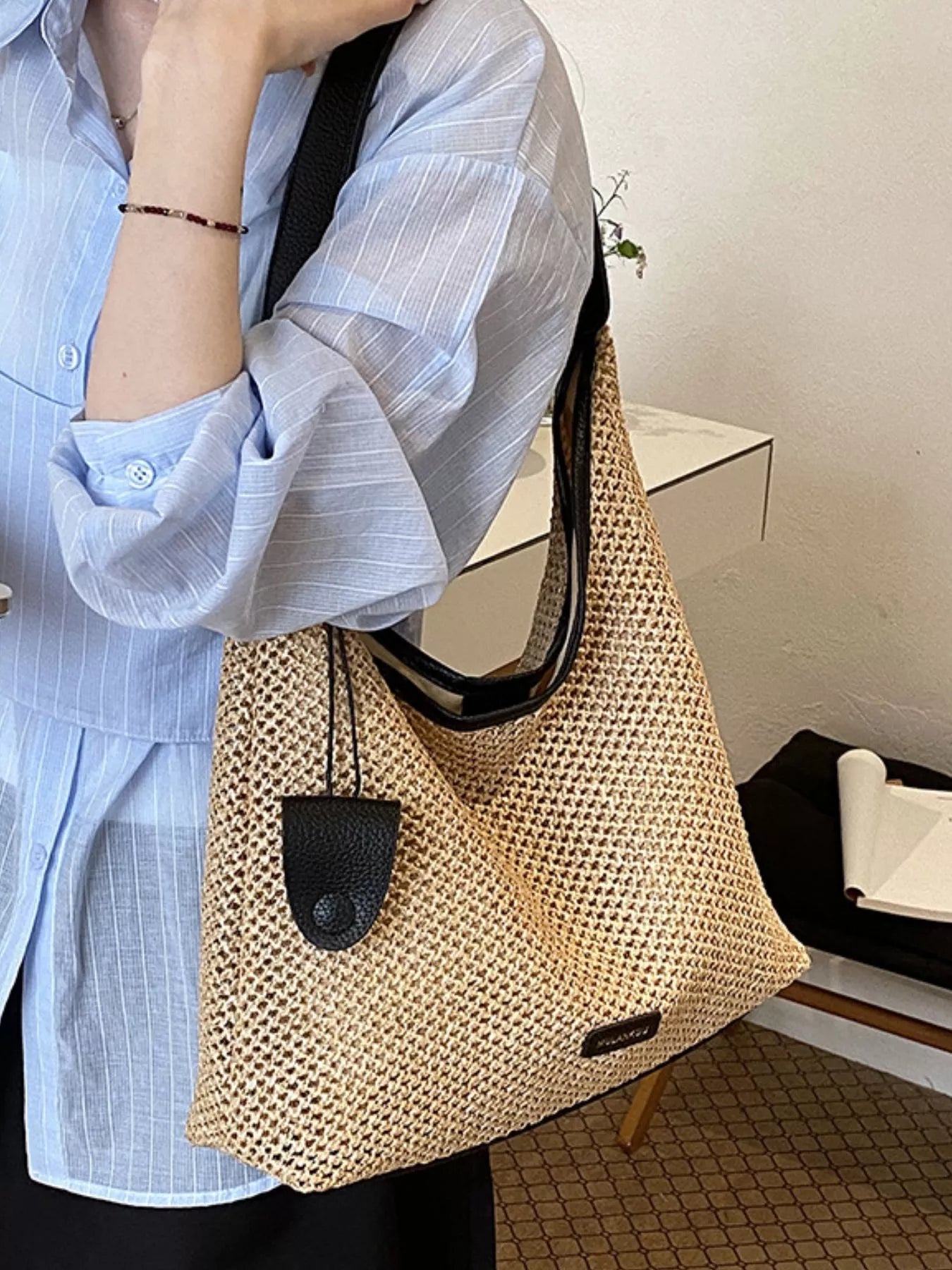 Woven Straw Shoulder Bag