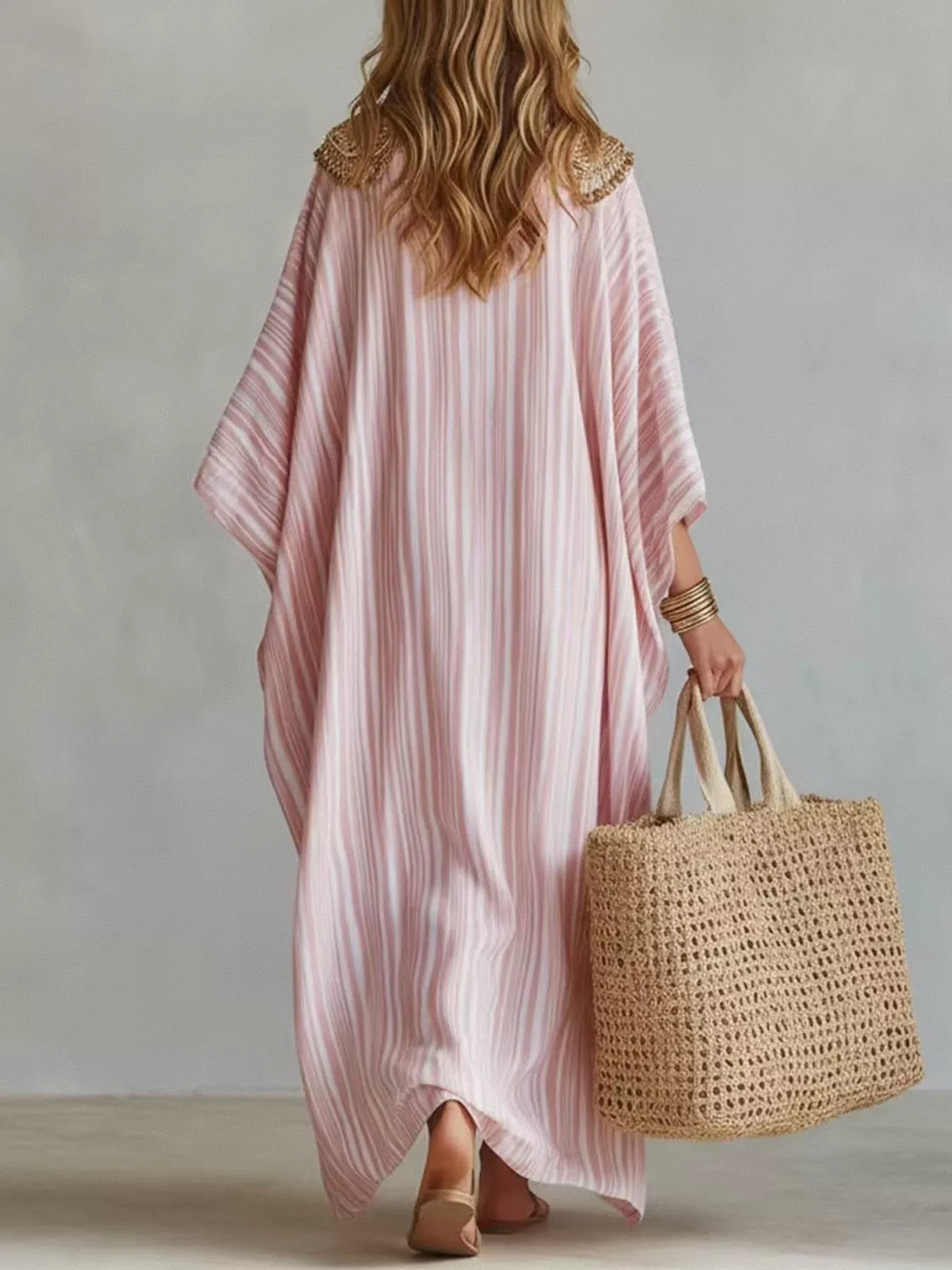 Striped V-Neck Maxi Dress