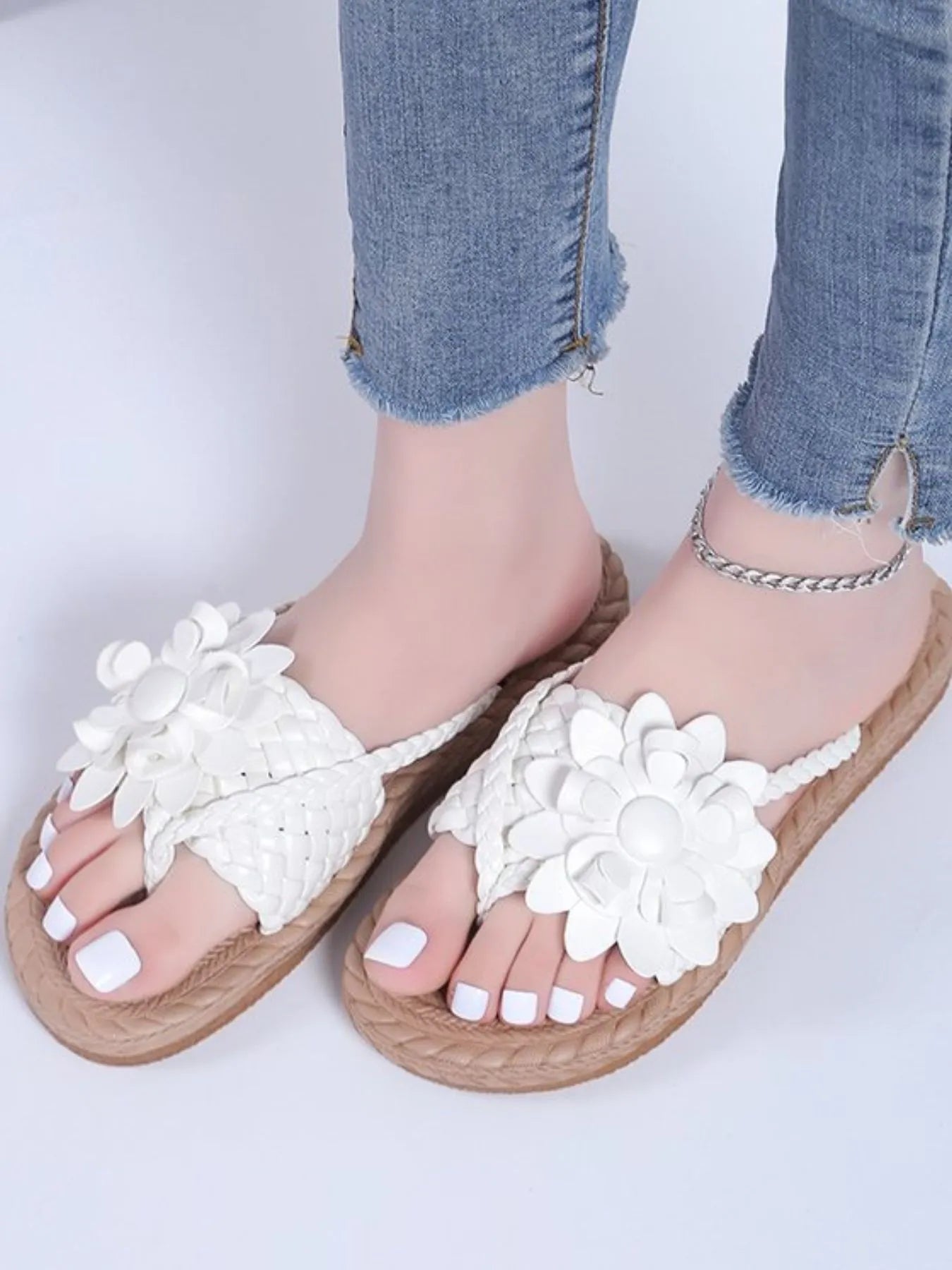 Floral Embellished Comfort Slide Sandals