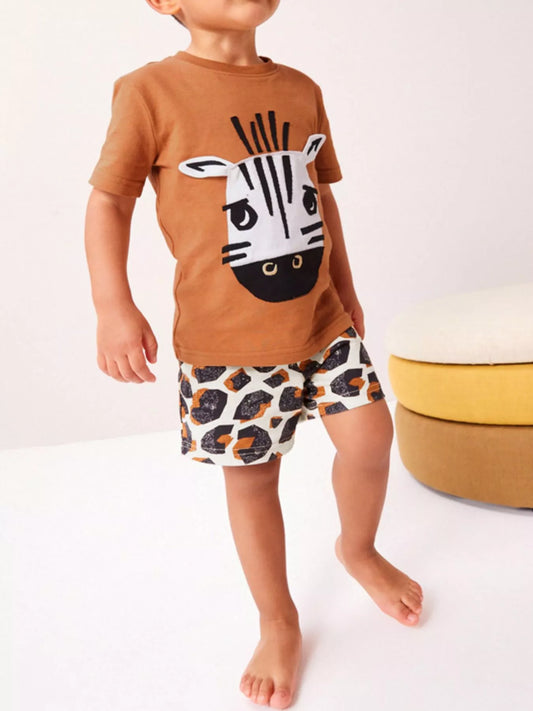 Children's Zebra Face Tee and Shorts Set