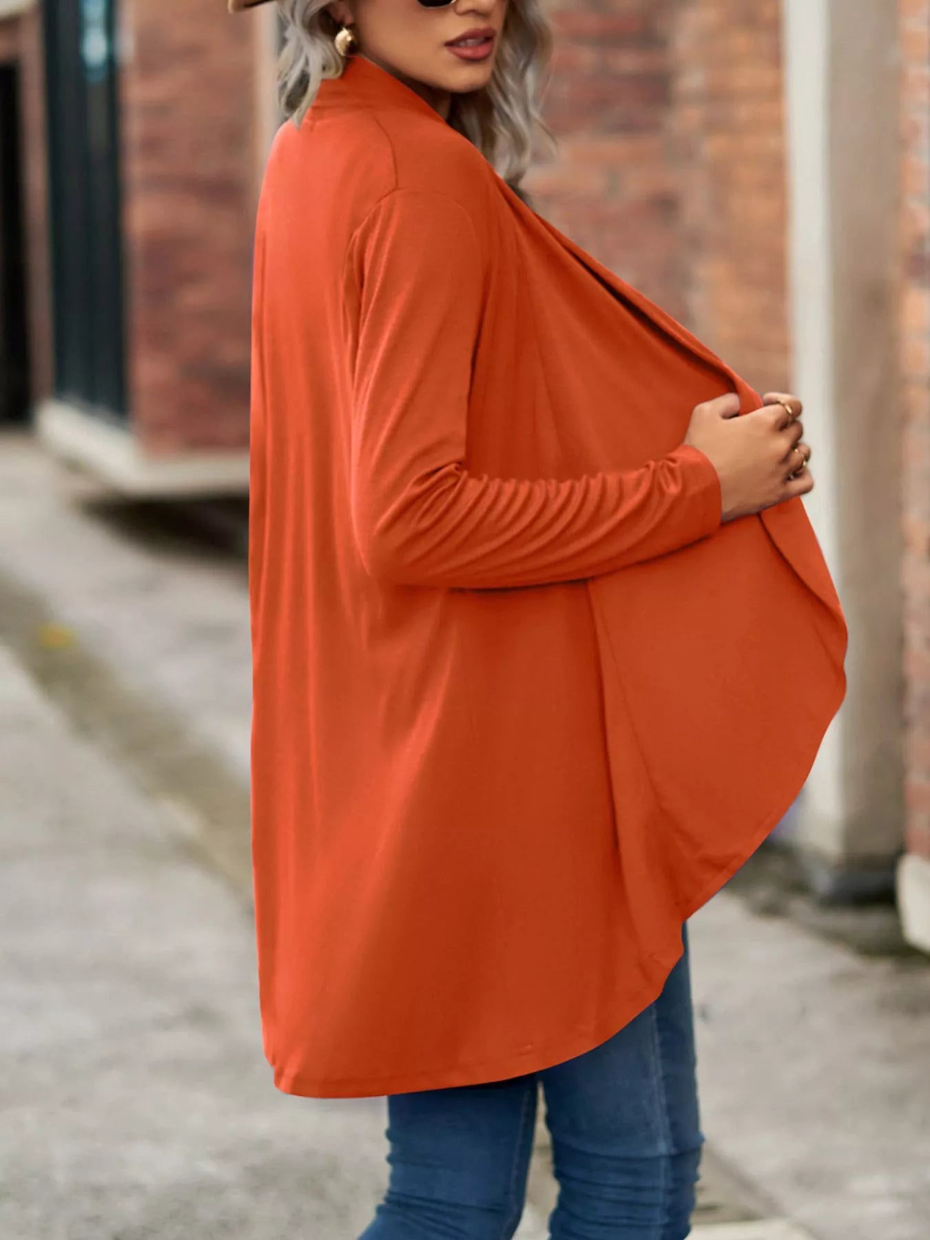 Open-Front Dropped Shoulder Cardigan