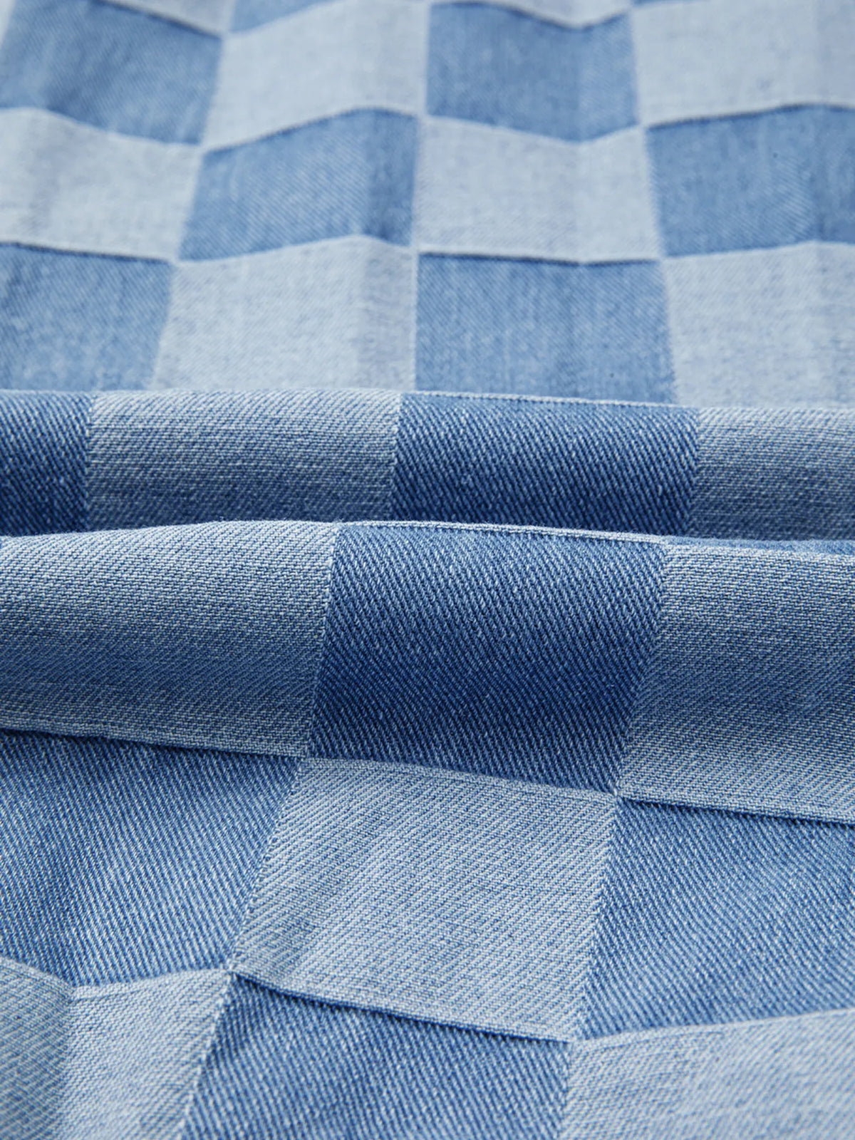 Checkerboard Splicing Raw Detail Oversized Denim Top