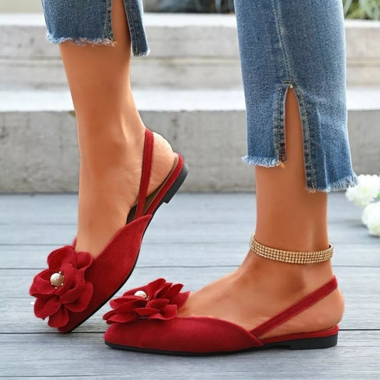 Flower Point Toe Flats Sandals