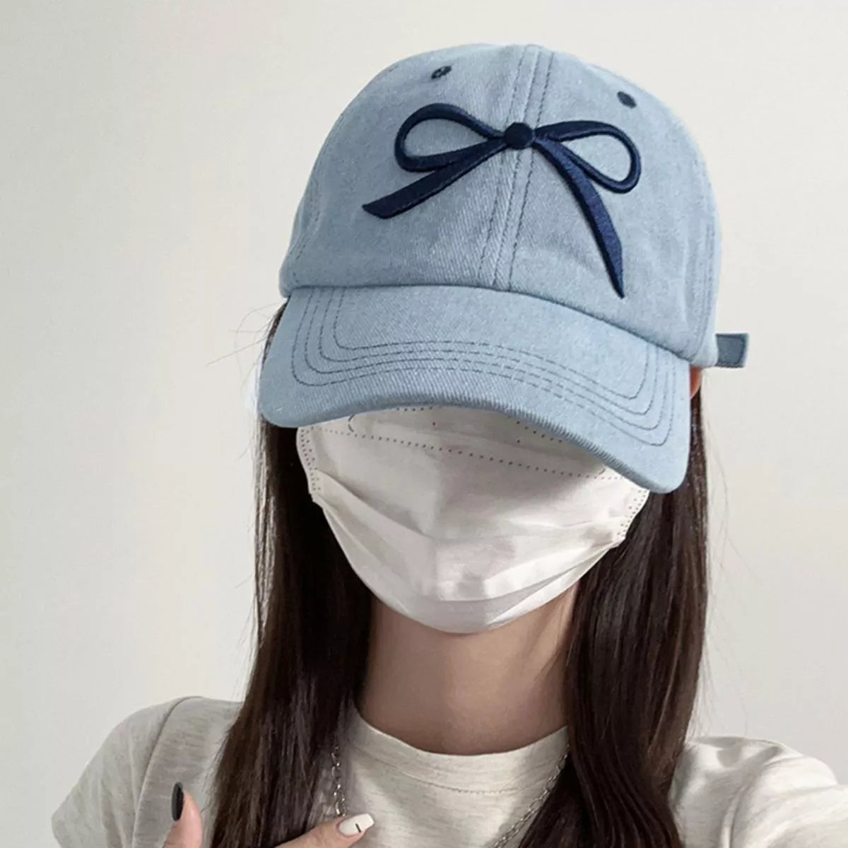 Embroidered Bow Baseball Cap