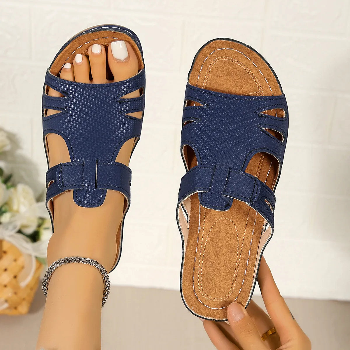 Cutout Open Toe Wedge Sandals