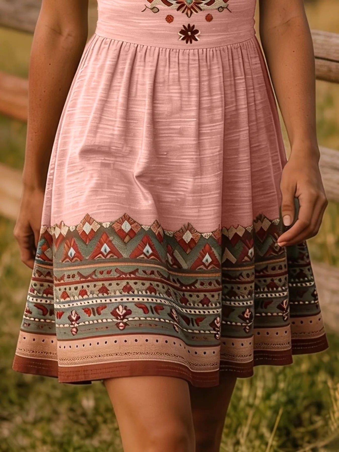Tribal Print Sleeveless A-Line Summer Dress