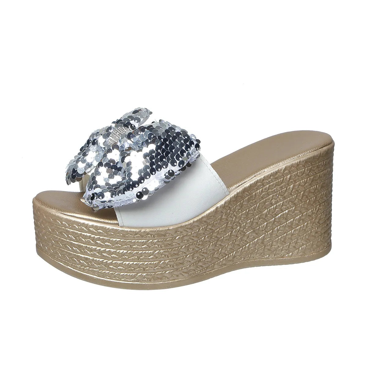 Sequin Open Toe Platform Sandals