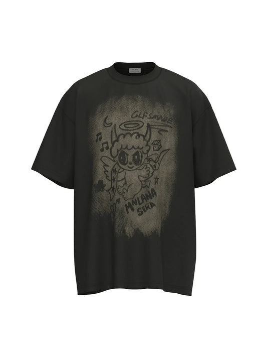 Men's Cartoon Character Graphic Oversized T-Shirt