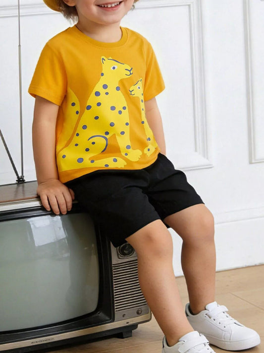 Children's Leopard Print Short Sleeve T-Shirt