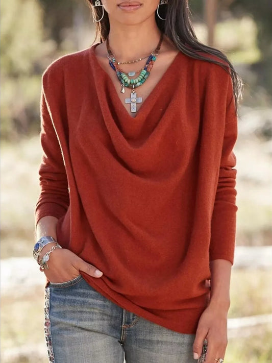 Full Size Cowl Neck Long Sleeve Top Plus Size