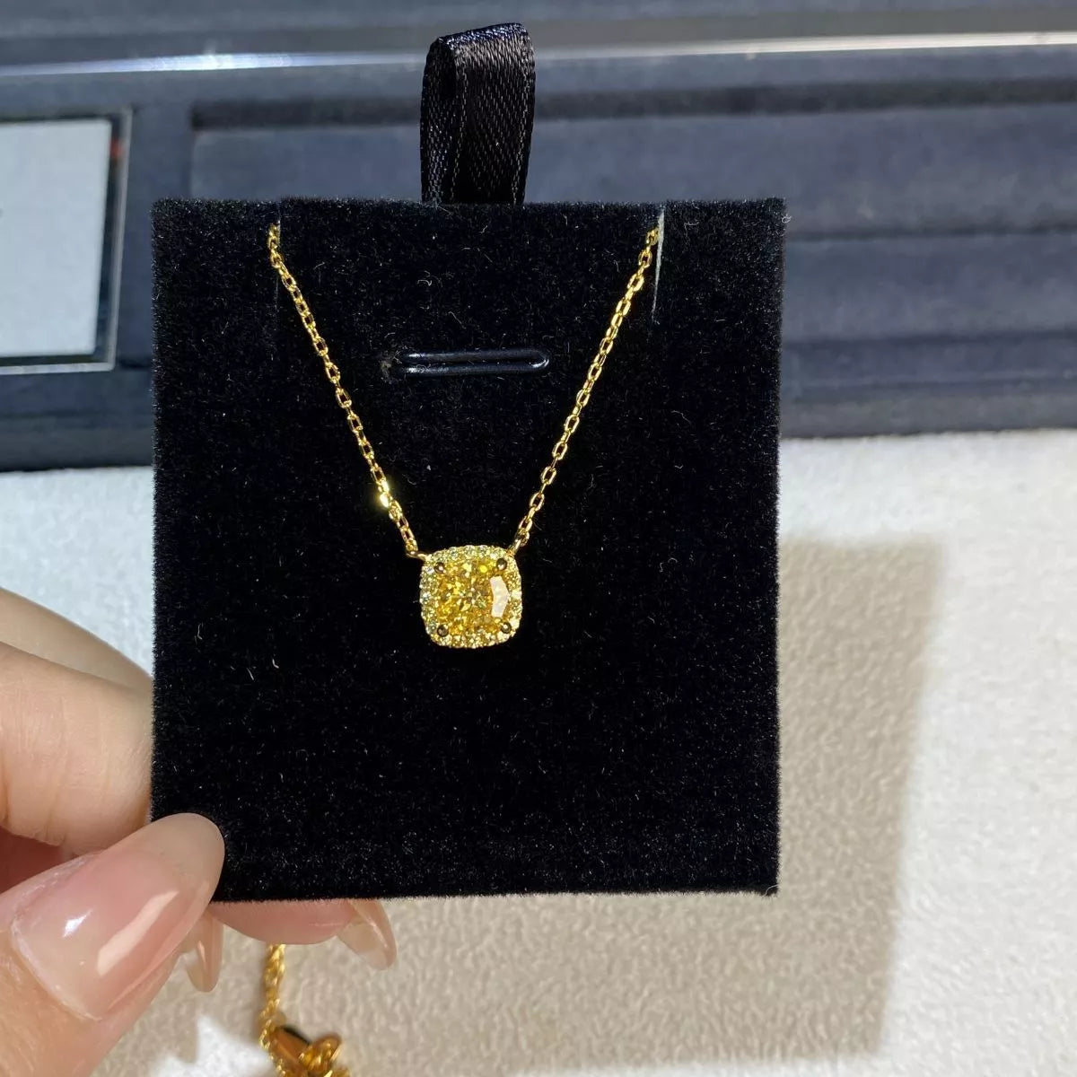 18K Gold-Plated Square Pendant Necklace
