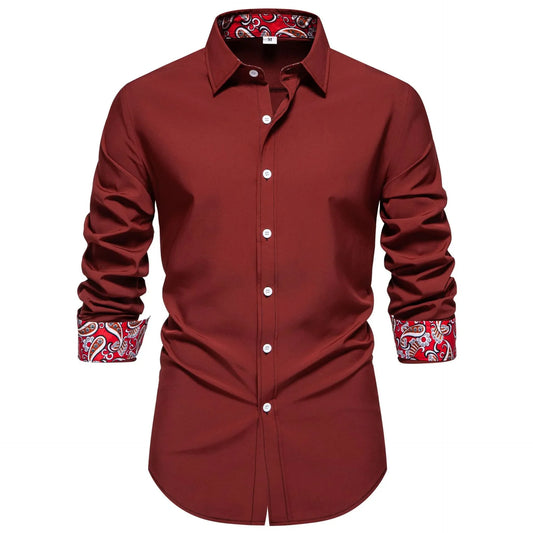 Men's Casual Button-Down Shirt with Cuff Detail