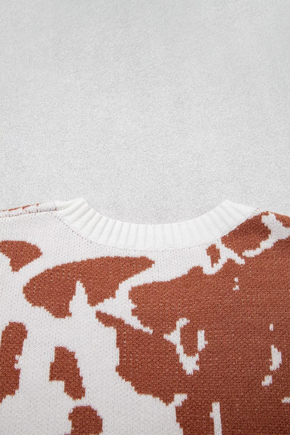 Abstract Print Drop Shoulder Long Sleeve Round Neck Sweater