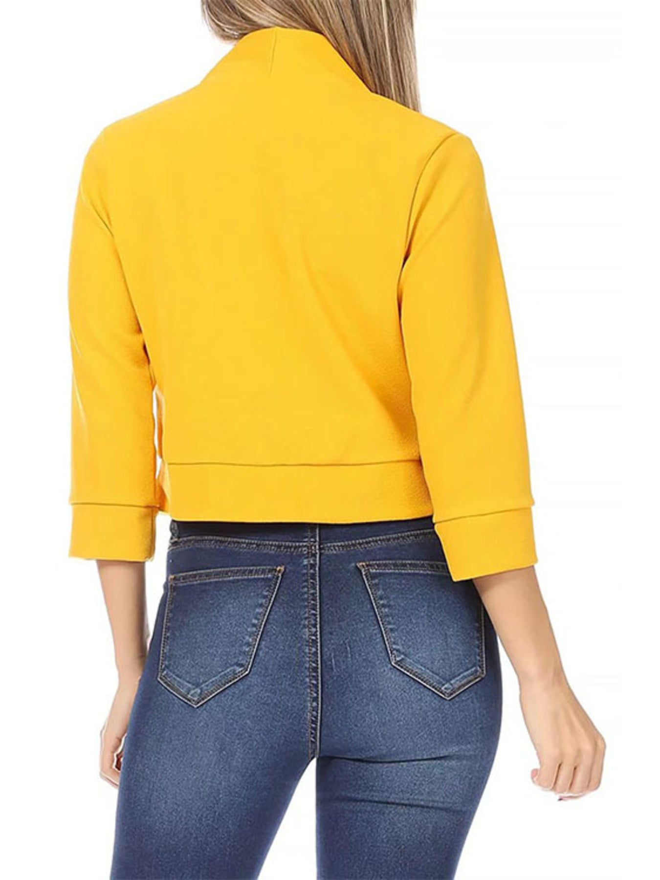 Full Size Cropped Open Front Blazer Plus Size