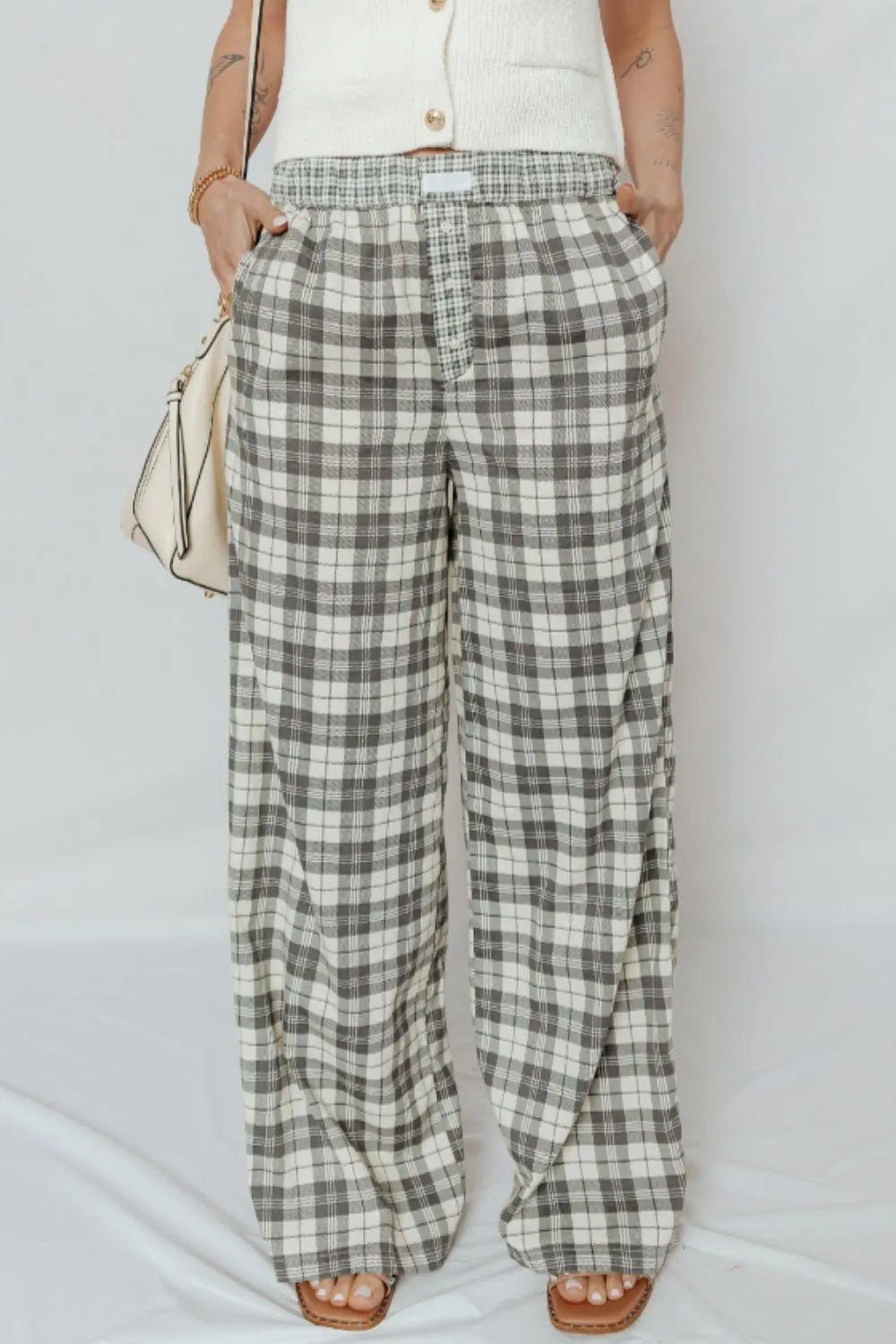 Plaid Wide Leg Pants