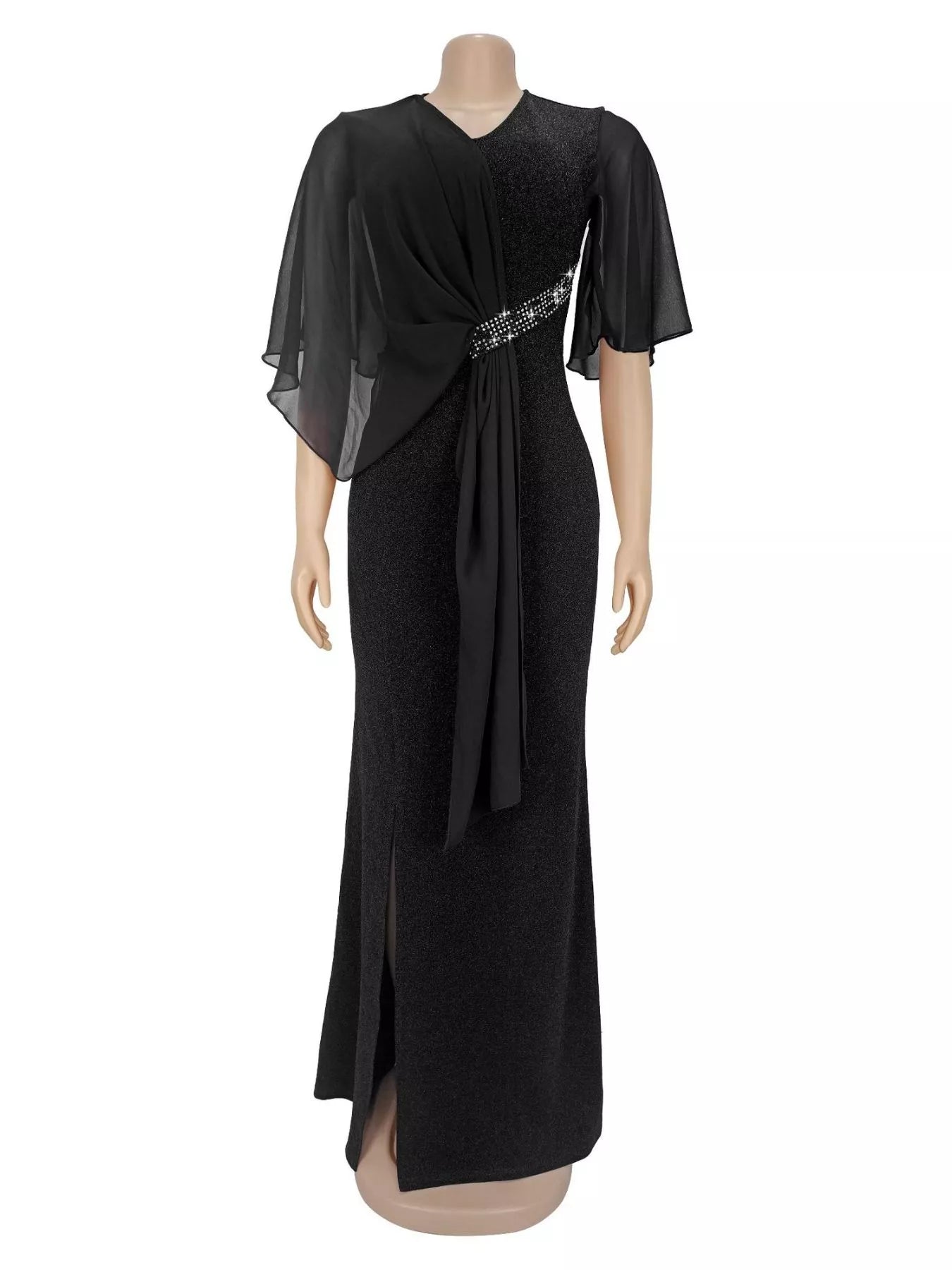 Slit Flutter Sleeve Maxi Dress